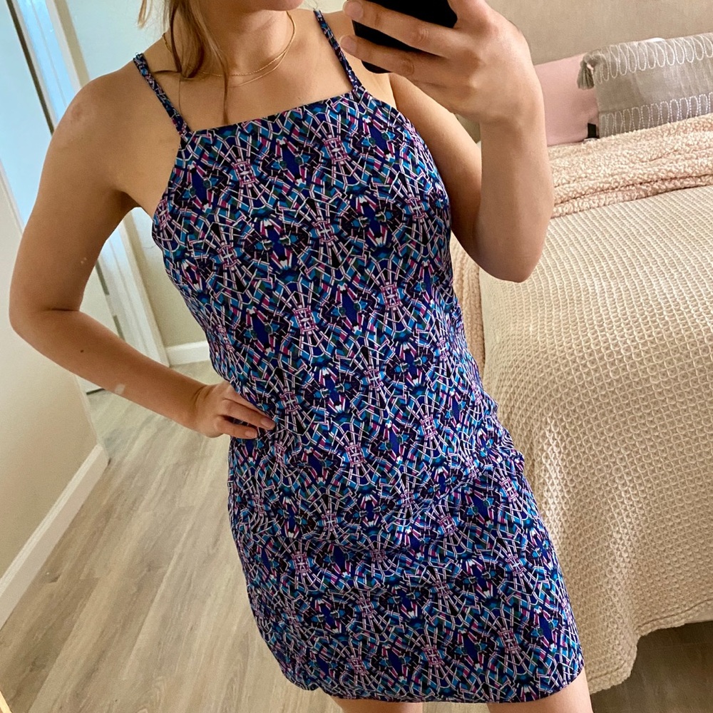 Blue printed casual day dress